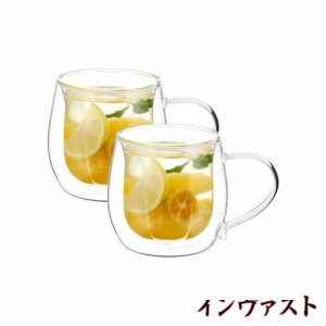 VKCHEF ダブルウォール グラス カップ 230ml 二重構造 耐熱ガラス マグカップ 透明 花の形 グラスコップ ティーカップ おしゃれ 保温 保