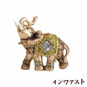 象 置物 ゾウ 象の彫刻 かわいい 動物 オブジェ 風水グッズ インテリア 玄関 装飾品 贈り物 (M, グリーン)