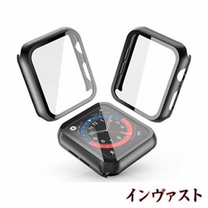 Smilelane【2枚】対応 Apple Watch Series 6 / SE/Series 5 / Series 4 40mm 用 ケース, PC素材強化ガラス保護カバー(ブラック)