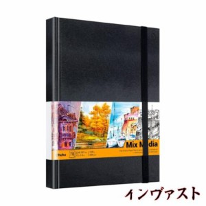 Ohuhu アクリル絵の具用スケッチブック 水彩画用紙 200gsm 254*187mm 78枚/156ページ ミックスメディア 超厚口 子ども・大人にも アクリ