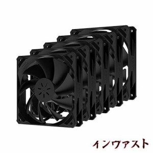 upHere 120mm PCケースファン 3PINコネクタ 静音 高性能 5本1セット【NK12BK3-5】