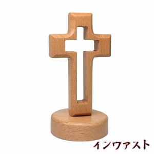 HIGHAWK十字架 木製 イエス・キリスト クロス キリスト教 礼拝 スタンドタイプ インテリア 小物 装飾 卓上型 置物 礼拝堂 オブジェ 12cmH