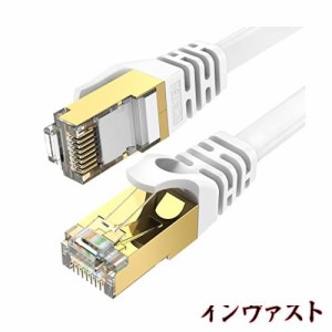 LANケーブル 15m CAT8 ランケーブル 白 STP カテゴリー7 フラットケーブル RJ45 爪折れ防止 シールド 高速 らんけーぶる 有線 インターネ