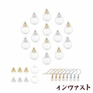 SUNNYCLUE　16mm2色　花座　丸　イヤリング　ガラスドーム　セット　キャップ付き　フック　ピアス　丸　チャーム　ガラスボール　ネック