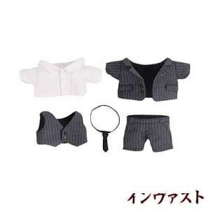 niannyyhouse 15cm人形の服 綿人形の服 スーツ 上着+ワイシャツ+ベスト+ネクタイ+ズボン 5点セット 人形ベビー服 ストライプ ぬいぐるみ 