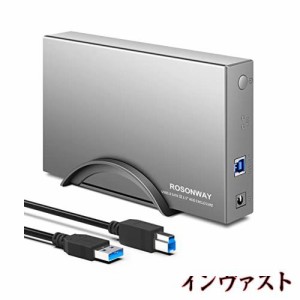 ROSONWAY HDD ケース 3.5インチUSB3.0 外付けハードディスクアルミ製 ドライブケース SATA接続 最大16TBをサポートUASP 自動スリープ機能