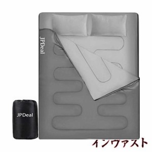 JPDeal 寝袋 封筒型 シュラフ 2人用 保温 軽量 210T防水シュラフ 連結可能 コンパクト アウトドア 登山 キャンプ 避難用 車中泊 丸洗い可