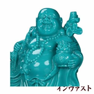 仏像 七福神 布袋 様 天然ターコイズ （トルコ石）布袋様の置物 金運 お守り（高さ12cm×巾10cm×奥行7cm）