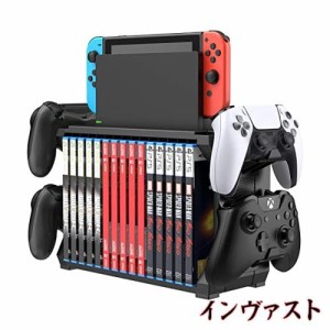 多機能縦置きスタンド for Switch Xbox PS4 PS5 15枚ゲームソフト収納 大容量 Switch/PS4/PS5/Xbox コントローラー ゲームヘッドセット 