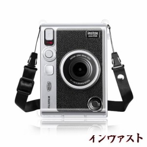 Rieibi FUJIFILM instax mini Evo透明ケース,ショルダーストラップ付き チェキEvo カメラケース チェキエボケース カメラ保護バッグ inst