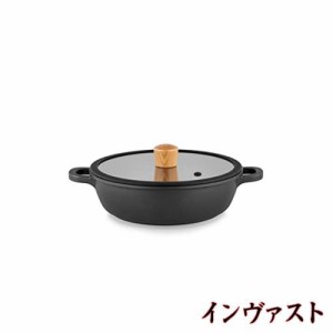 SENSARTE 両手鍋 卓上鍋 すき焼き鍋 24cm IH対応 ガス対応 一品万能 煮る 焼く 炒める 揚げる 焦げ付きにくい お手入れ簡単 ガラス蓋付 