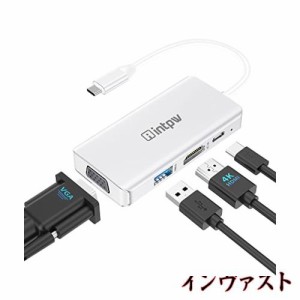 INPTW USBハブHDMIからUSB Cハブ4K分配器100W高速PD充電USBポートUSB HDMIコンバータThunderbolt3対応MacBook Air/Pro、ipad mini6/iPhon