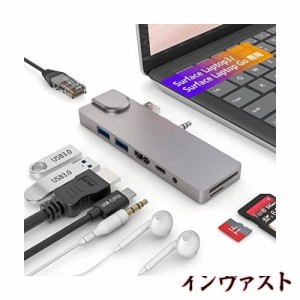 Surface Laptop 4｜Surface Laptop 3｜Surface Laptop Go USB ハブ 4K HDMI + 1000Mイーサネット + Type-C PD 60W 充電 + 2USB 3.0 + SD 