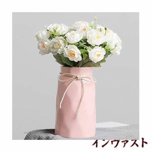 花瓶 花瓶ピンク仏壇の花瓶陶器花瓶 陶器花器フラワーベース 17CM 1個入りセラミック おしゃれ 北欧 陶器 インテリア (ピンクC)