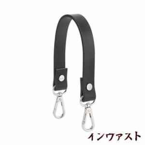 WADORN バッグ 持ち手 革 レザー かばん 取っ手 短いハンドバッグストラップ ブラック 長さ33cm DIY レザークラフト バッグ持ち手交換用