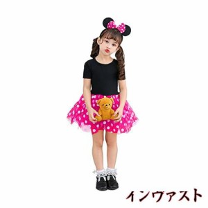 [MUXIU] ミニー 女の子 ハロウィン ミニーちゃん 仮装 子供 可愛い 人気 ドット柄 ワンピース コスプレ キッズ 半袖 パーティー イベント