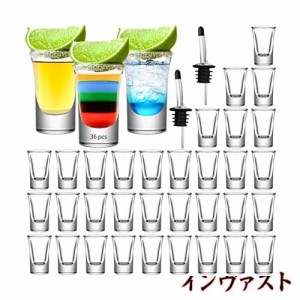 ショットグラス36個- 35ml/35cc クリアグラス、ヘビーベース ウイスキー、テキーラ、ウォッカ、リキュール、エスプレッソ