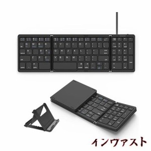 Omikamoキーボード ワイヤレス 折り畳み式 ipad/iphone キーボード 有線 テンキー付き bluetooth キーボード 英語配列 3台デバイス使用 W