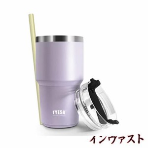 【日本限り】TYESO タンブラー ストロー付き 水筒 スポーツボトル ふた付き 真空断熱 600ml 真空クエンチャー 魔法瓶 運動 多色 直飲み 