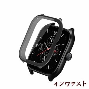 AiMaoo Amazfit GTS 4 対応 ケース 強化ガラスフィルム 保護 カバー 硬質ポリPC素材 一体化 耐衝撃 傷防止 変色防止 全面カバー 全面保護