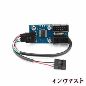 マザーボード 9ピン USB 1 → 2 ポート 増設 変換 アダプター ケーブル USB 2.0 ヘッダー 拡張