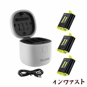 TELESIN 【純正品と完全互換】GoPro対応 GoPro用バッテリー 2個 Gopro Hero12 Hero11 Hero10 Hero9 用 充電バッテリー 予備バッテリー 互