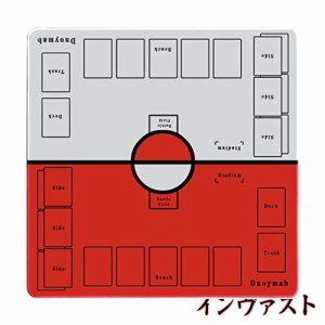 Dnoymab フルサイズ プレイマット カードゲーム ラバー プレイマット 2人用 滑り止め 収納バッグ き 60×60cm (赤/白)