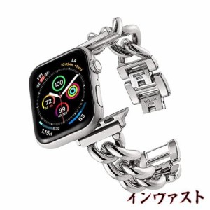 ステンレス チェーン ベルト シルバー Apple watch ultra 49mm バンド 調整器具不要 キラキラ レディース アップルウォッチ ultra、Serie