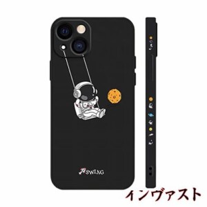 Kunyehdo スマホケース iPhone 14 Pro ケース カバー 対応 iPhoneケース 可？い 宇宙飛行士 ぶらんこ swing 黒色 ブラック アニメ 宇宙 