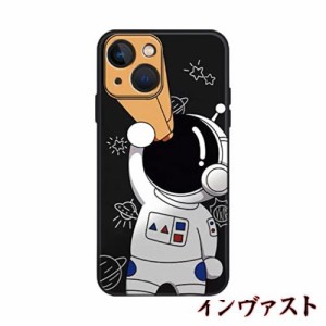 Kunyehdo スマホケース iPhone 14 Plus ケース カバー 対応iPhoneケース 可？い 宇宙飛行士 望遠鏡 黒色 ブラック アニメ 宇宙 人気 おし