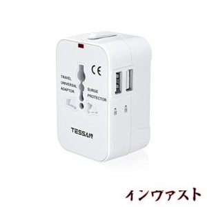 海外変換プラグ TESSAN コンセント変換プラグ 旅行用電源変換プラグ 全世界対応 2USB-Aポート 1ACコンセント A O BF Cタイプ マルチ変換