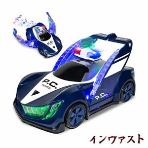 車 おもちゃ パトカー ポリスカー 変形 自動変身 子供 おもちゃ 警察車両 パトロールカー 音が鳴る ライト付き 障害物回避 360度回転 男