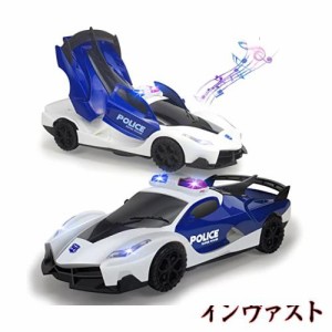 パトカー 車 おもちゃ ポリスカー 子供 おもちゃ 変形 変身 警察車両 パトロールカー 音が鳴る ライト付き 障害物回避 360度回転 男の子 