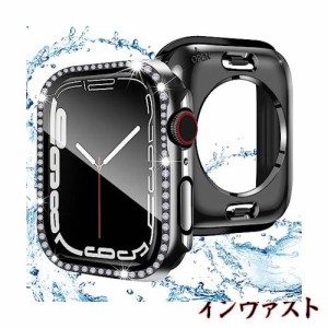 ANYOI 対応 Apple Watch ケース Series 9/8/7 41mm 防水ケース 光沢 ラインストーン一体型360ど度 Apple Watch 保護 カバー ガラスフィル