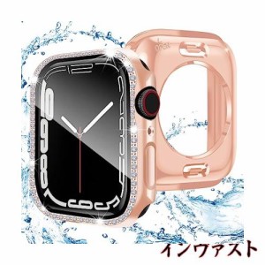 ANYOI 対応 Apple Watch ケース Series 9/8/7 41mm 防水ケース 光沢 ラインストーン一体型360ど度 Apple Watch 保護 カバー ガラスフィル