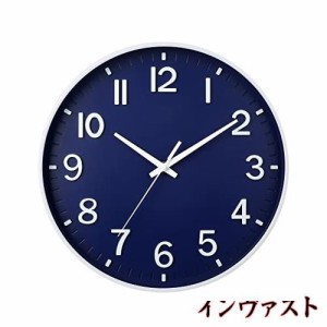 掛け時計 おしゃれ 北欧 連続秒針 静音 壁掛け時計 夜間秒針停止 掛時計 自宅 寝室 部屋飾り 贈り物 ネイビーブルー