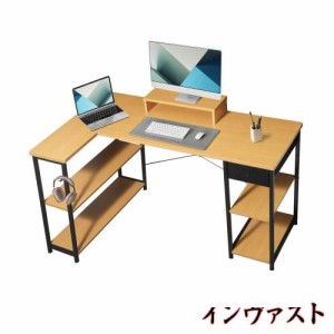 Maihail 机 l字デスク 勉強机 pcデスク パソコンデスク右棚左棚 オフィスデスク 幅136cm desk コーナーデスク つくえ ?子 棚板高さ調節可