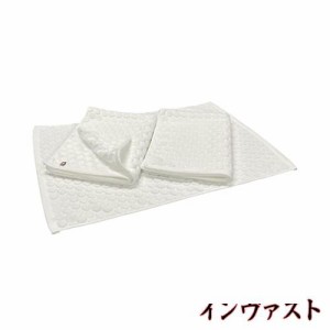 今治タオル バスマット 3枚セット タオル地 吸水 速乾 ドット柄 45x65cm 綿100% (ホワイト)