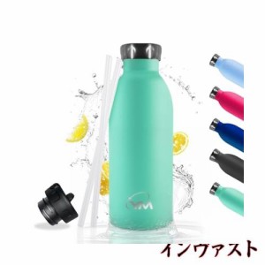 KollyKolla ストロー付き 保冷水筒 500ml ステンレスボトル 2way 直飲み 水筒 Rainbow Bottle 魔法瓶 オシャレボトル スポーツ 自転車 ラ