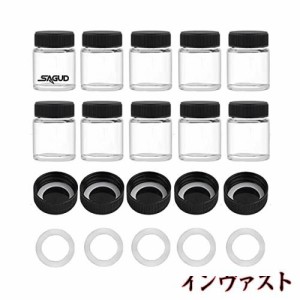 SAGUD 10pcs エアブラシのびん 2/3oz 20cc はプラスチックふたのキットおよび余分 5pcs ふた 5pcs O リングと、エアブラシの塗料の貯蔵の