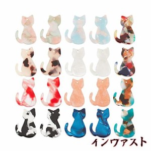 [PH PandaHall] 猫チャーム レジン ペンダント 20個 10色 カラフル かわいい ねこ デコパーツ チョーカー ネックレス イヤリング キーホ
