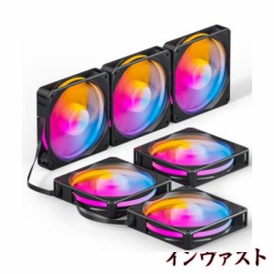 Novonest ケースファン 120mm ファン 4PIN PWM 静音 ファン 5V 3PIN ARGB ファン ledファン 連結式 PCケースファン 冷却ファン 黒枠・半