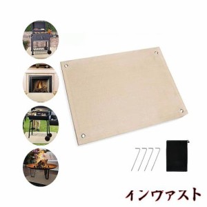 焚き火シート スパッタシート60x80 cm BBQフロアマット、デッキパティオプロテクターマット、屋内暖炉マットファイアピットマット、耐火