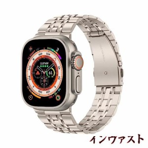 アップルウォッチバンド コンパチブル Apple Watch Ultra バンド 49mm、男性女性 iWatch バンド ソリッドステンレススチールメタル交換バ