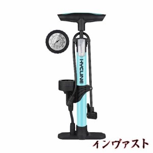 HYCLINE 自転車 空気入れ フロアポンプ 仏式/米式/英式 バルブ対応 小型軽量コンパクト-160PSI/11BAR圧力計-ブルー