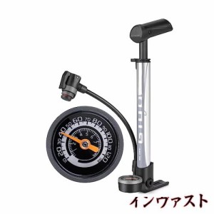 GIYO 自転車 空気入れ 携帯ポンプ 仏式/英式/米式バルブ対応 大型ゲージ付き 120psi 携帯用 軽量 ミニフロアポンプ ロードバイク/クロス