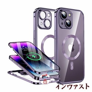 【スライドロック式＆本体の色・CDループ】iPhone14 用 ケース 「両面ケース＋マグセーフ対応」「ワンピースレンズ保護カバー」スマホケ