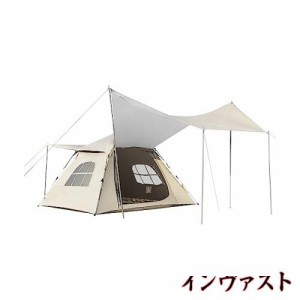 CAMEL CROWN テント ワンタッチ 5-6人用 ポップアップテント ファミリー サンシェード タープ付き 両用キャンプテント 快速設営 UPF50+ 