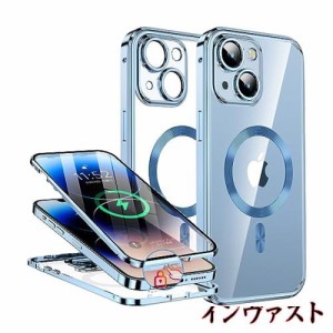 【押さえロック式＆本体の色・CDループ】iPhone14 用 ケース 「両面ケース＋マグセーフ対応」「一体型レンズ保護カバー」 スマホケース i