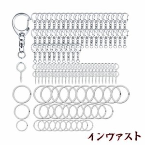 キーホルダー 金具 合計130点 回転カン付き ネジヒートン キーリング アクセサリーパーツ キーホルダー リング ワンタッチキーホルダー金